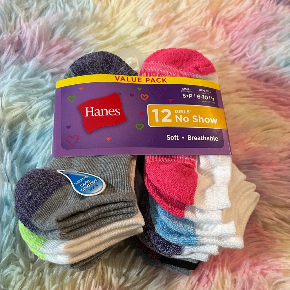 Hanes Girls' No Show Socks - Assorted Colors